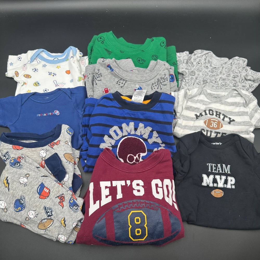 Football Baby Clothes Bundle Carter's Bodysuit Pajamas Shirts 10 Piece